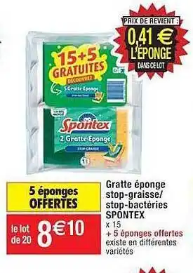 Cora x Carrefour Gratte éponge stop-graisse-stop-bactéries spontex offre