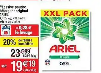 Cora x Carrefour Lessive poudre détergent original ariel offre