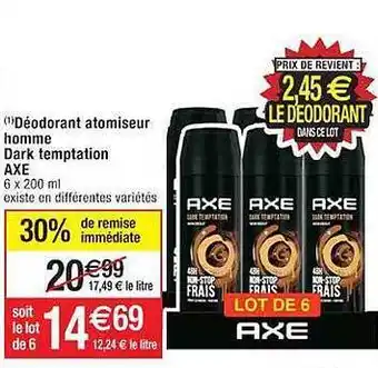 Cora x Carrefour Déodorant atomiseur homme dark temptation axe offre