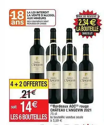 Cora x Carrefour Bordeaux aoc rouge château l'angevin 2021 offre