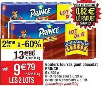 Cora x Carrefour Goûters fourrés goût chocolat prince offre