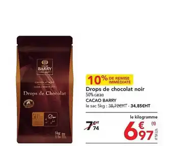 METRO Drops de chocolat noir cacao barry offre