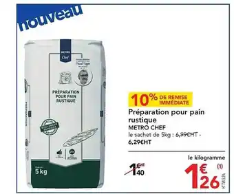 METRO Préparation pour pain rustique metro chef offre