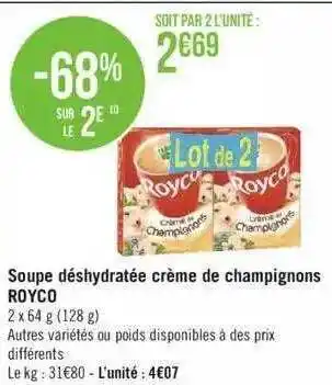 Géant Casino Soupe déshydratée crème de champignons royco offre