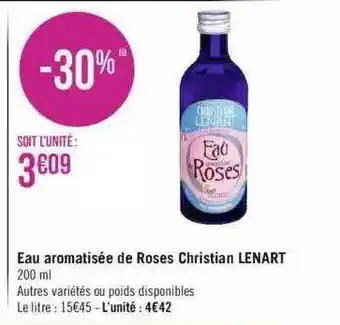 Géant Casino Eau aromatisée de roses christian lenart offre
