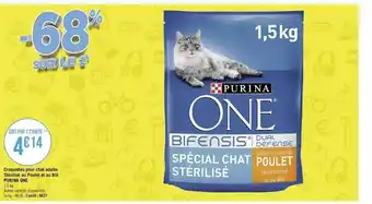 Géant Casino Croquettes pour chat adulte stérilisé au poulet et au blé purina one offre