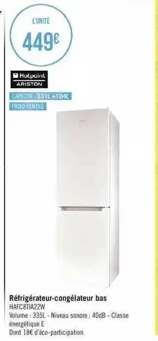 Réfrigérateur-congélateur bas hotpoint ariston
