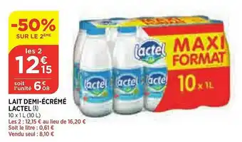Bi1 Lait Demi-écrémé Lactel offre