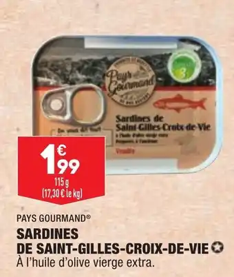 ALDI Sardines de saint-gilles-croix-de-vie PAYS GOURMAND offre
