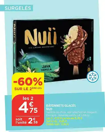 Bi1 Bâtonnets Glacés Nuii offre
