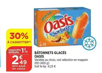 Bi1 Bâtonnets Glacés Oasis offre