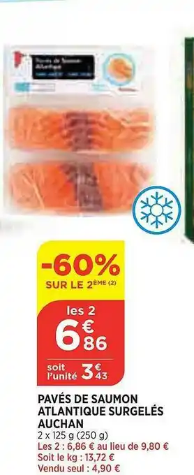 Bi1 Pavé De Saumon Atlantique Surgelés Auchan offre