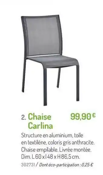 Botanic Chaise Carlina offre