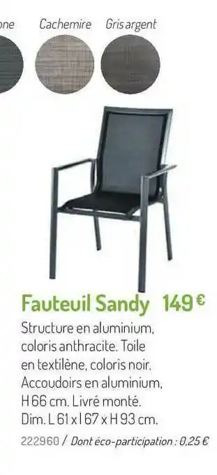 Botanic Fauteuil Sandy offre