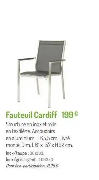 Botanic Fauteuil Cardiff offre