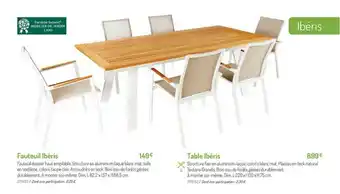 Fauteuil Ibéris, Table Ibéris