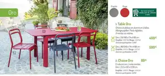 Table Oro, Chaise Oro