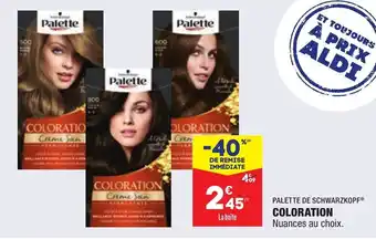 ALDI Coloration PALETTE DE SCHWARZKOPF offre