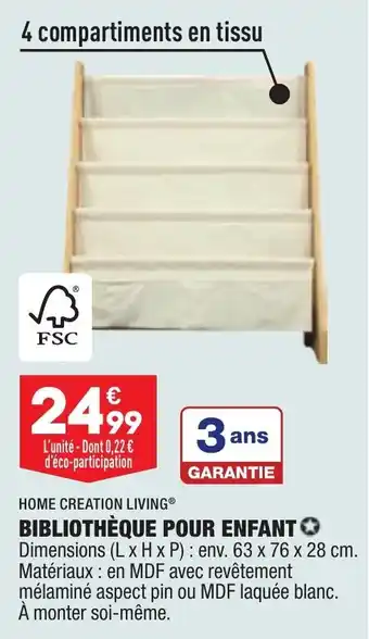 ALDI Bibliothèque pour enfant HOME CREATION LIVING offre