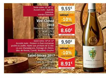 Colruyt Viré-clessé 2018 Domaine La Troupe Aop offre