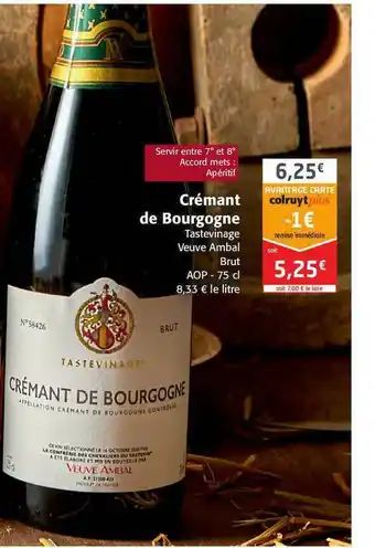 Colruyt Crémant De Bourgogne Tastevinage Veuve Ambal offre