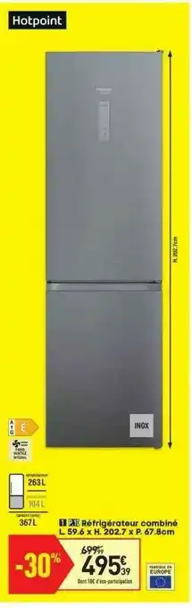 Réfrigérateur Combiné L. 59.6 X H. 202.7 X P. 67.8 Cm