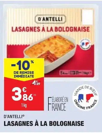 ALDI Lasagnes à la bolognaise D'ANTELLI offre