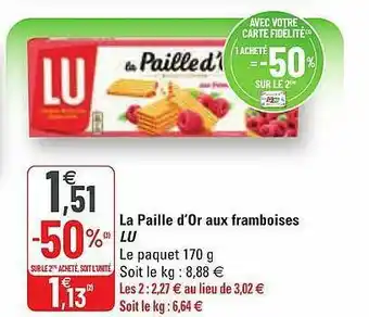 G20 La Paille D'or Aux Framboises Lu offre