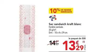 Sac sandwich kraft blanc