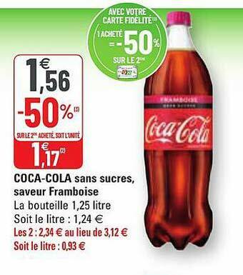 G20 Coca-cola Sans Sucres, Saveur Framboise offre