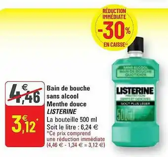 G20 Bain De Bouche Sans Alcool Menthe Douce Listerine offre