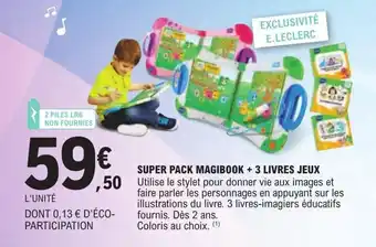 E.Leclerc Super pack magibook + 3 livres jeux offre