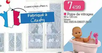 Paire De Vitrages 60 X 120 Cm