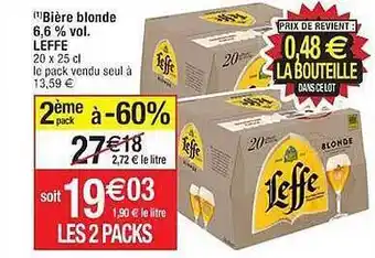 Cora x Carrefour Bière blonde 6,6% vol. leffe offre