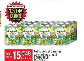 Cora x Carrefour Petits pois et carottes sans arôme ajouté bonduelle offre