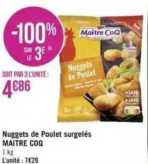 Géant Casino Nuggets de poulet surgelés maître coq offre