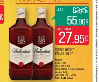 Match Scotch Whisky Ballantine's offre