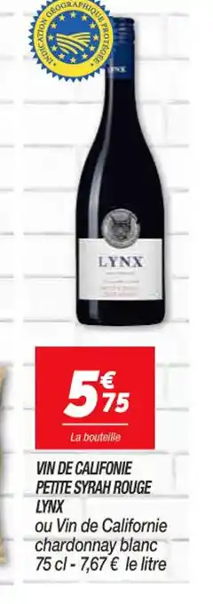 Netto Vin de Califonie Petite Syrah Rouge Lynx offre