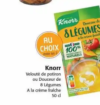 Colruyt Knorr velouté de potiron ou douceur de 8 légumes à la crème fraîche offre