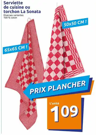 Action Serviette de cuisine ou torchon la sonata offre