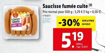 Lidl Saucisse fumée cuite offre