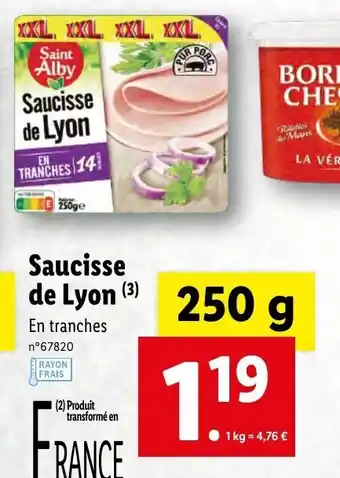 Lidl Saucisse de lyon offre