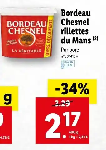 Lidl Bordeau chesnel rillettes du mans offre