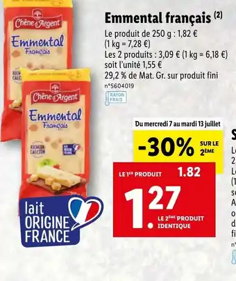 Lidl Emmental français offre