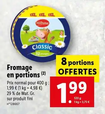 Lidl Fromage en portions offre