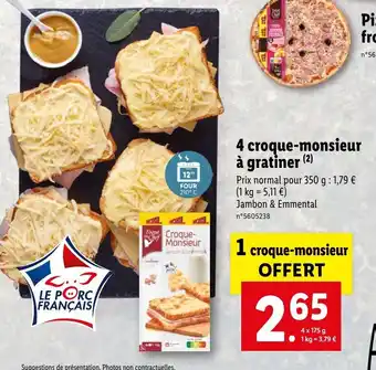 Lidl 4 Croque-monsieur à gratiner offre