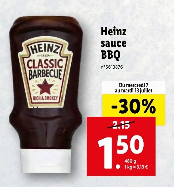 Promo Heinz sauce BBQ chez Lidl
