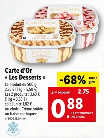 Lidl Carte d'or les desserts offre