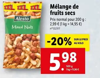 Lidl Mélange de fruits secs offre