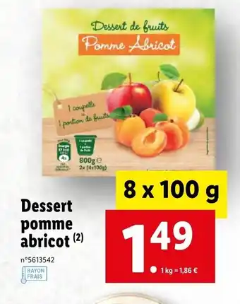 Lidl Dessert pomme abricot offre